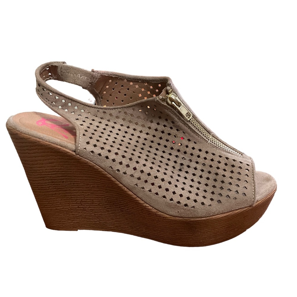 Rock and Candy Rollin Tan Zip Wedge Sandal
